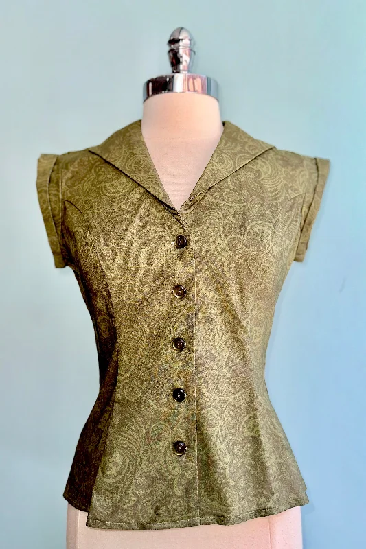 Green Paisley Erika Blouse by Heart of Haute