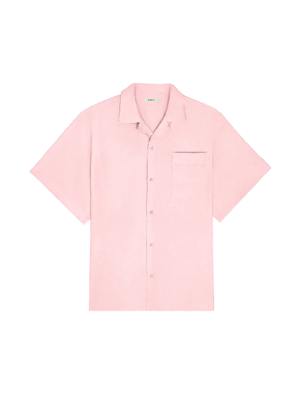 Womens DNA Aloe Linen Camp Collar Shirt—magnolia pink