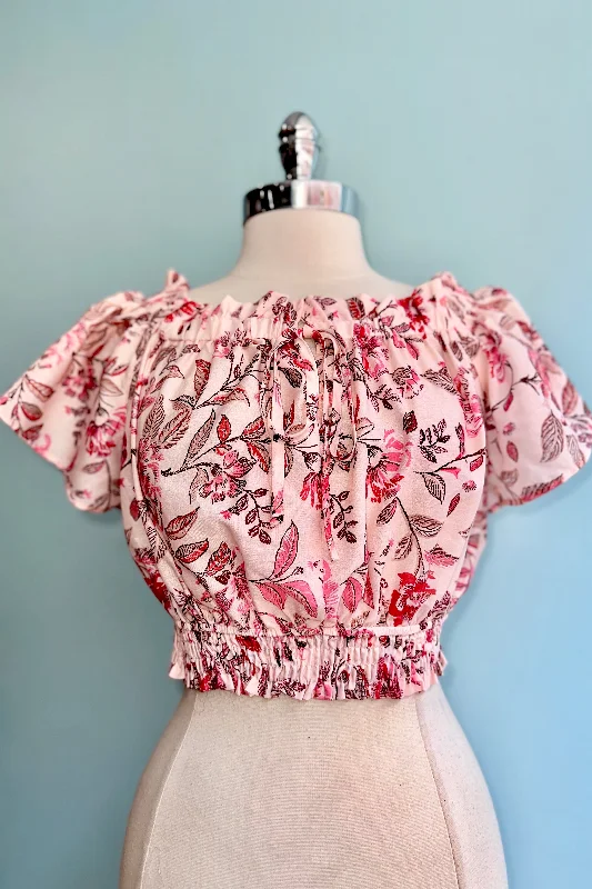 Peach Floral Cropped Top