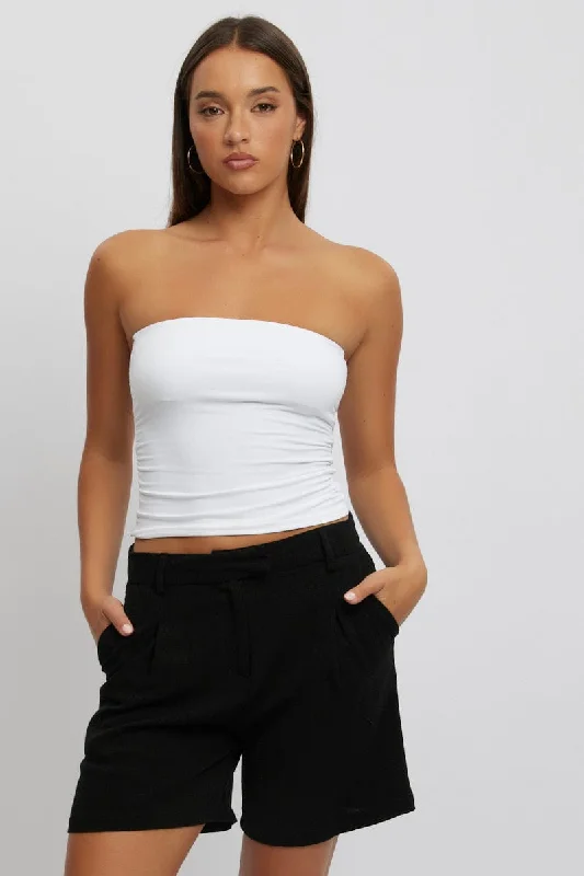 Black Relaxed Shorts Mid Rise