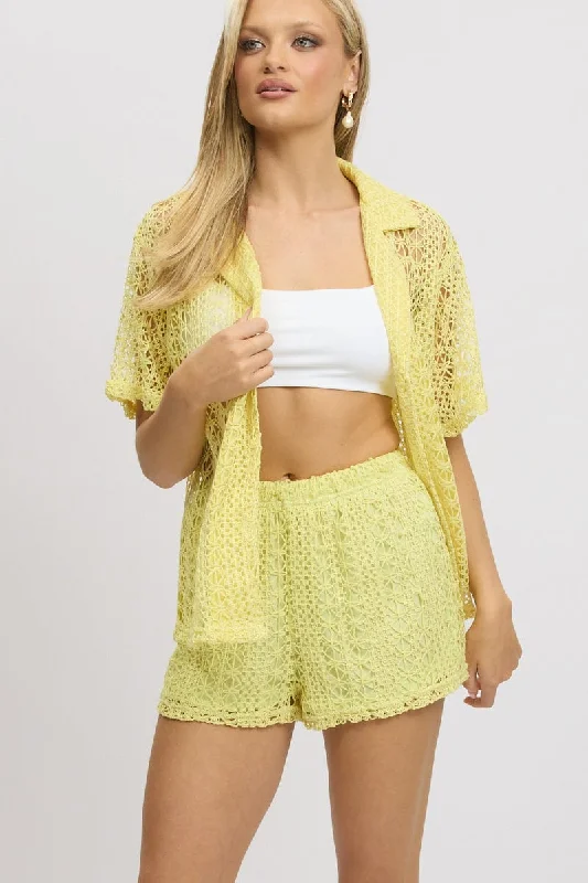 Lime Shorts Elasticated Waist