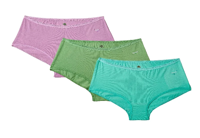 UNMADE LOW-RISE SHORTS  (LIGHT PURPLE, LIGHT GREEN, MINT) PACK OF 3