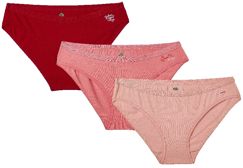 UNMADE LOW RISE BIKINI SOLID (RED, DUSTY PINK, DUSTY ROSE) PACK OF 3