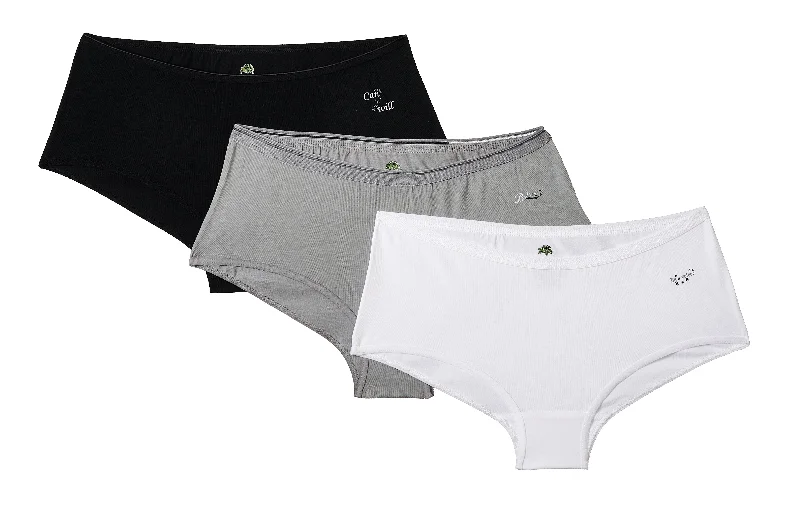 UNMADE LOW-RISE SHORTS  (BLACK, GREY, WHITE) PACK OF 3