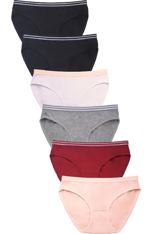 PACK OF 6 MAMIA WOMEN'S COTTON BLEND SOLID BIKINI PANTY (LP1361CK3)