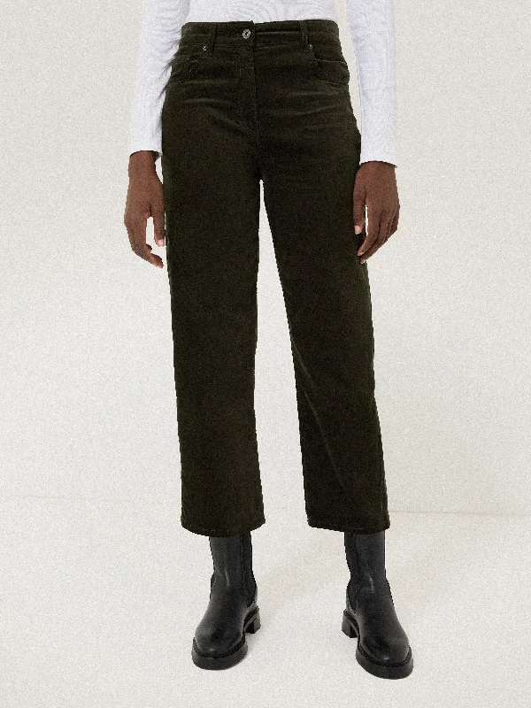 Delmont Velvet Tapered Jean | Dark Green