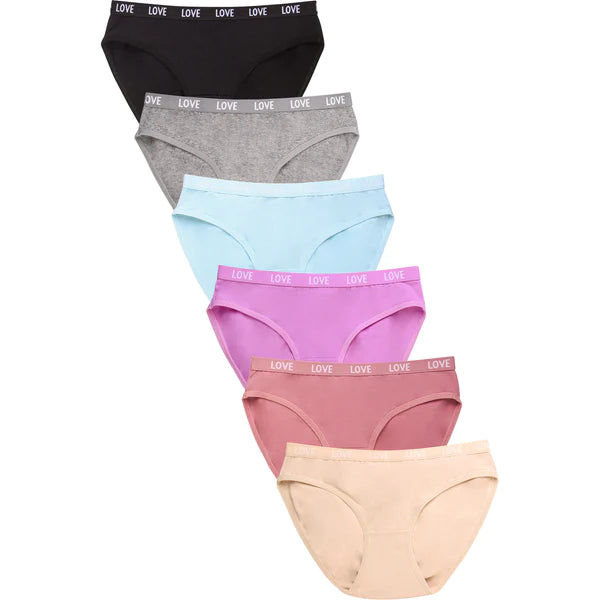 PACK OF 6 SOFRA WOMEN'S COTTON BLEND SOLID BIKINI PANTY (LP1483CK)