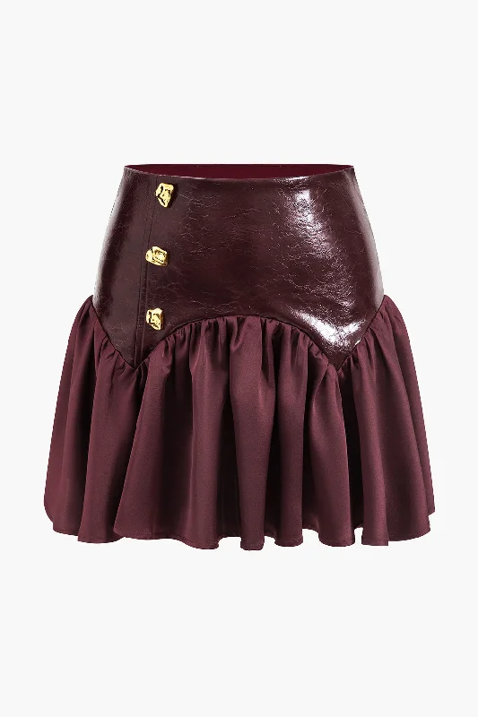 Faux Leather Patchwork Skirt