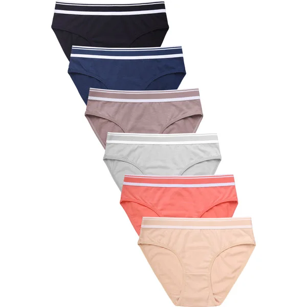 PACK OF 6 SOFRA WOMEN'S COTTON BLEND SOLID BIKINI PANTY (LP1431CK4)