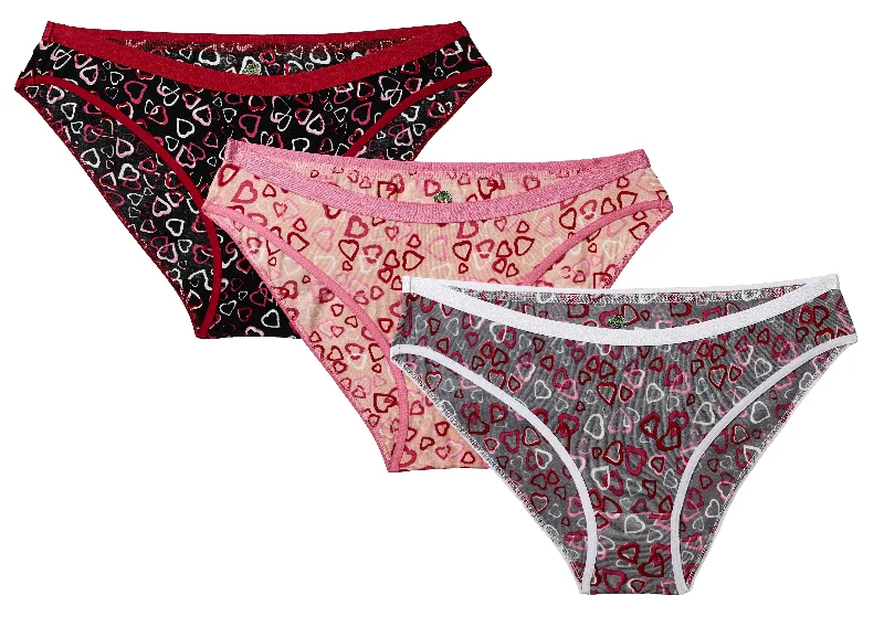 UNMADE OVERLAP HEART PRINT LOW RISE BIKINI (PACK OF 3)