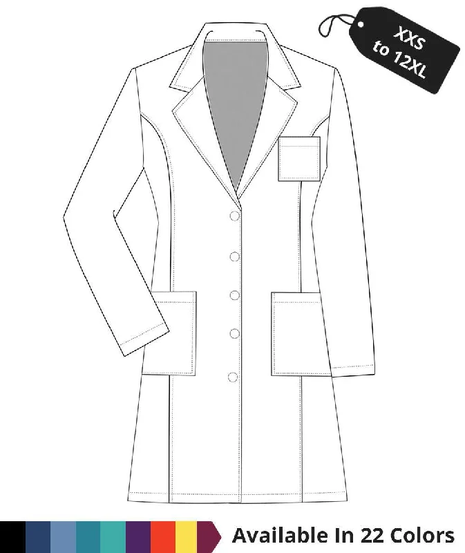 Made To Order Women's 37 Inch Notched Lapel Collar Lab Coat