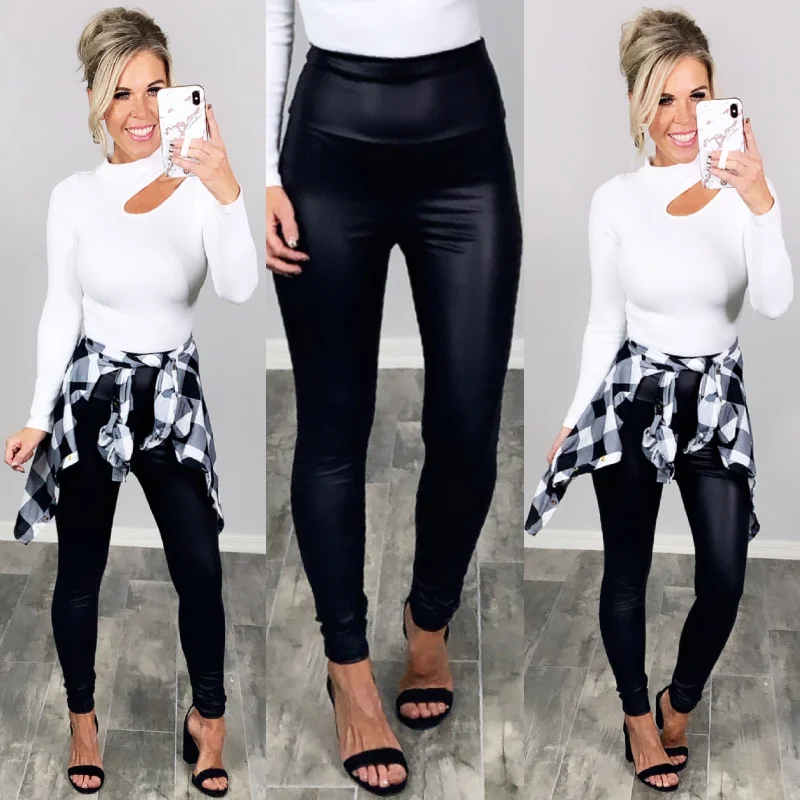 High Waist Faux Leather Leggings