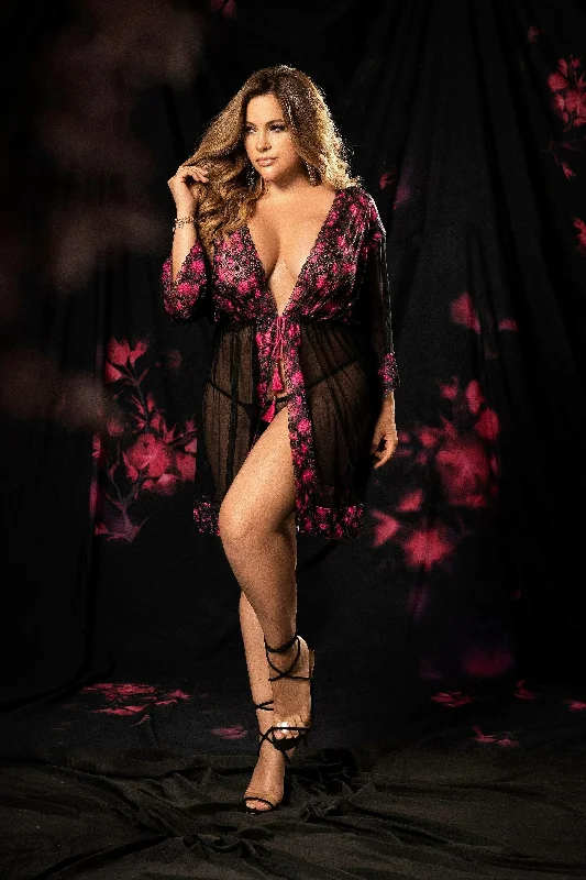 Contrast Printed Robe