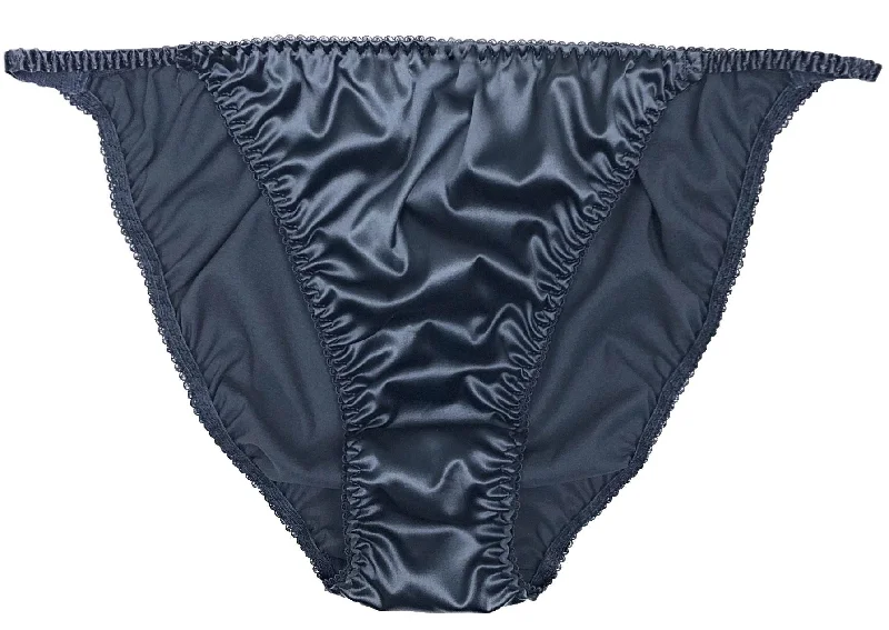 Classic Satin String Bikini Panty - Black