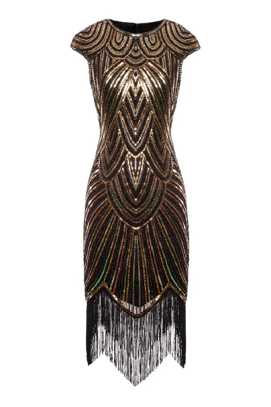 Gold Gatsby Glitter Fringe 1920s Dress