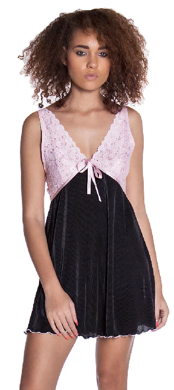 Women's Crystal Pleat Chemise with Lace #4066