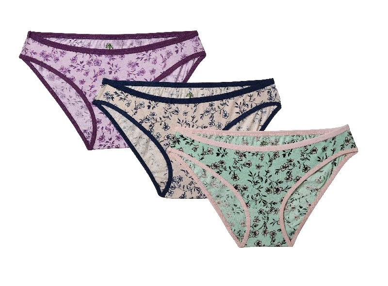 UNMADE LINE FLORAL PRINT LOW RISE BIKINI (PACK OF 3)