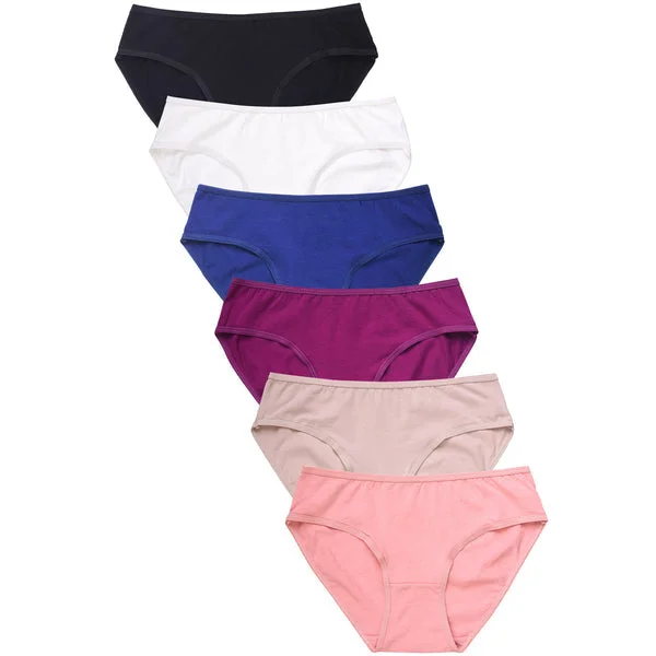 PACK OF 6 MAMIA WOMEN'S COTTON BLEND SOLID BIKINI PANTY (LP1702CK)