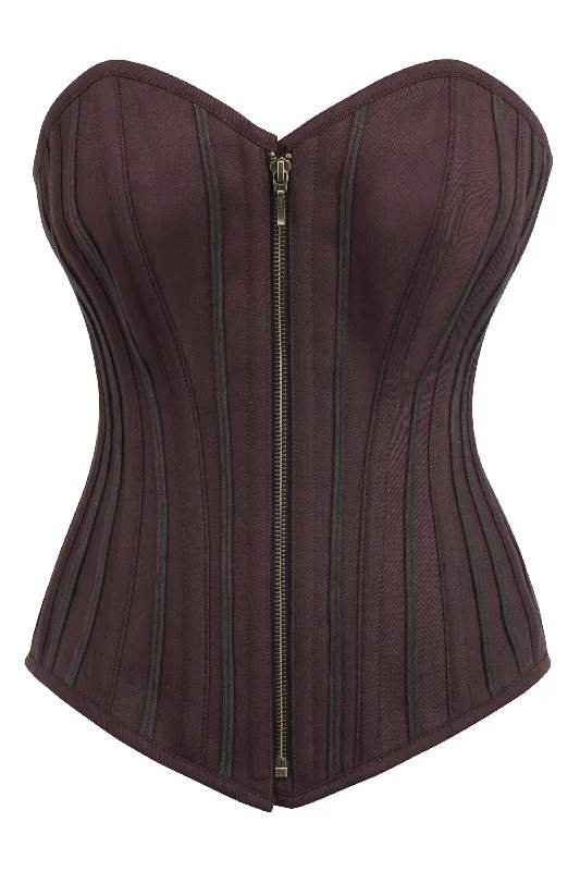 Brown Overbust Corset with Zip front