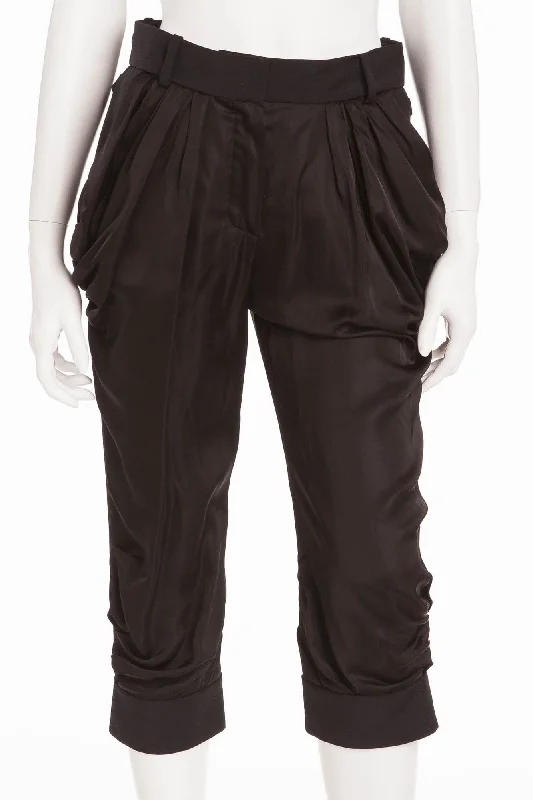 Louis Vuitton - Black Satin Front Capri Pants - FR 38