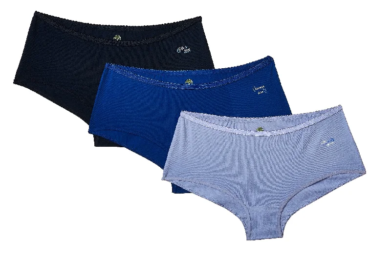 UNMADE LOW-RISE SHORTS  (NAVY, ROYAL BLUE, LILAC) PACK OF 3