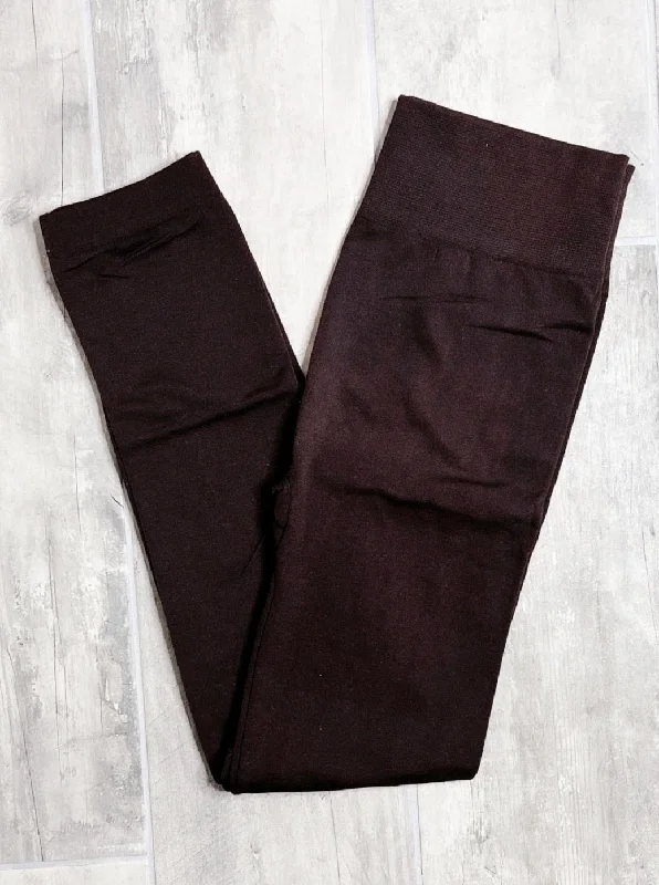 Must Have Fleece Lined Leggings: Brown