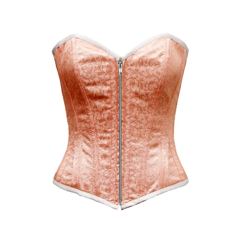 Upmecano Light Baby Pink Satin Brocade Overbust Corset