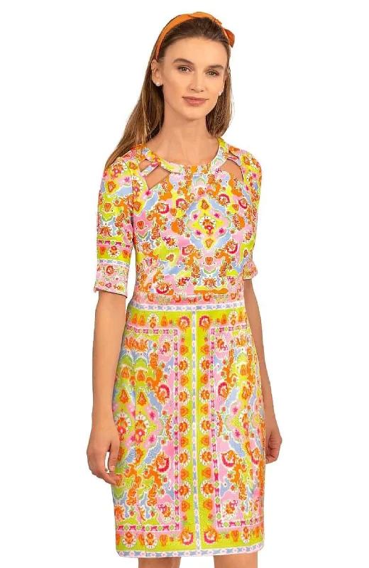 Gretchen Scott Peek A Boo Dress - Watteau - Lime/Pink*