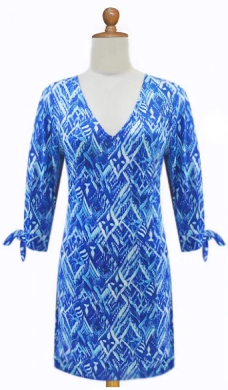 La Mer Luxe Shirley Knit 3/4 Sleeve Dress - Blue Cyprus