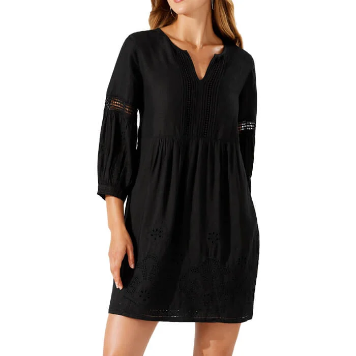 Tommy Bahama St. Lucia Split Neck Dress Coverup - Black*