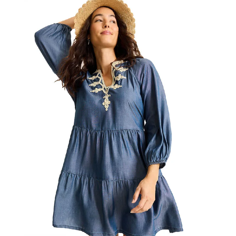 Tommy Bahama Womens Chambray Embroidered Dress Coverup - Chambray