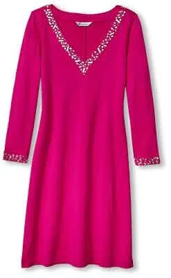 Tommy Bahama Women's Darcy Beaded V-Neck Short Dress - Spring Fuchsia