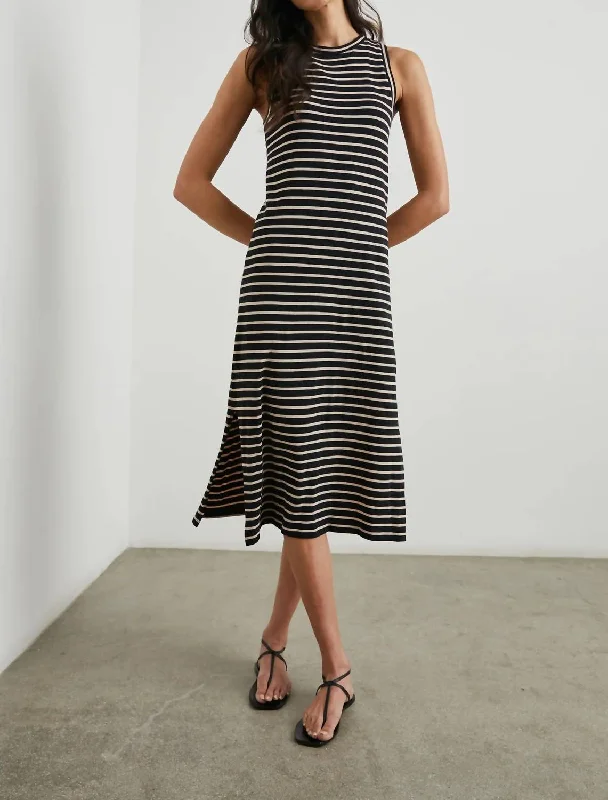 Tank Midi Dress In Black,white