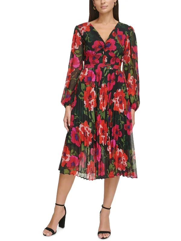 Womens Floral Midi Cocktail And Party Dress