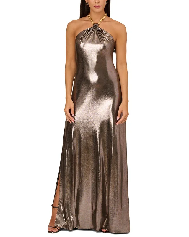 Aidan Mattox Metallic Knit Gown