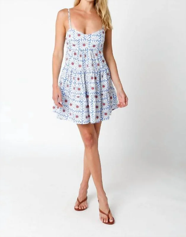 Daisy Mini Dress In Blue/white