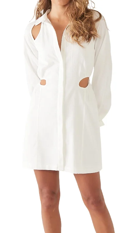 Glimpse Mini Shirt Dress In Ivory