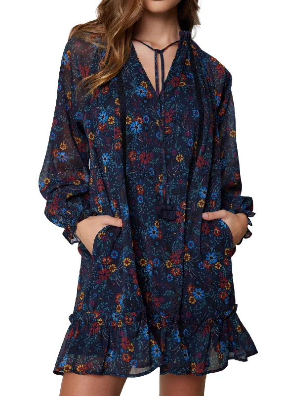 Midnight Festival Mini Dress In Navy Floral