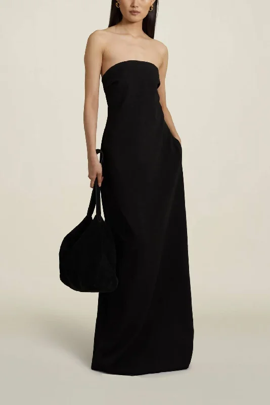 Petra Strapless Gown In Black