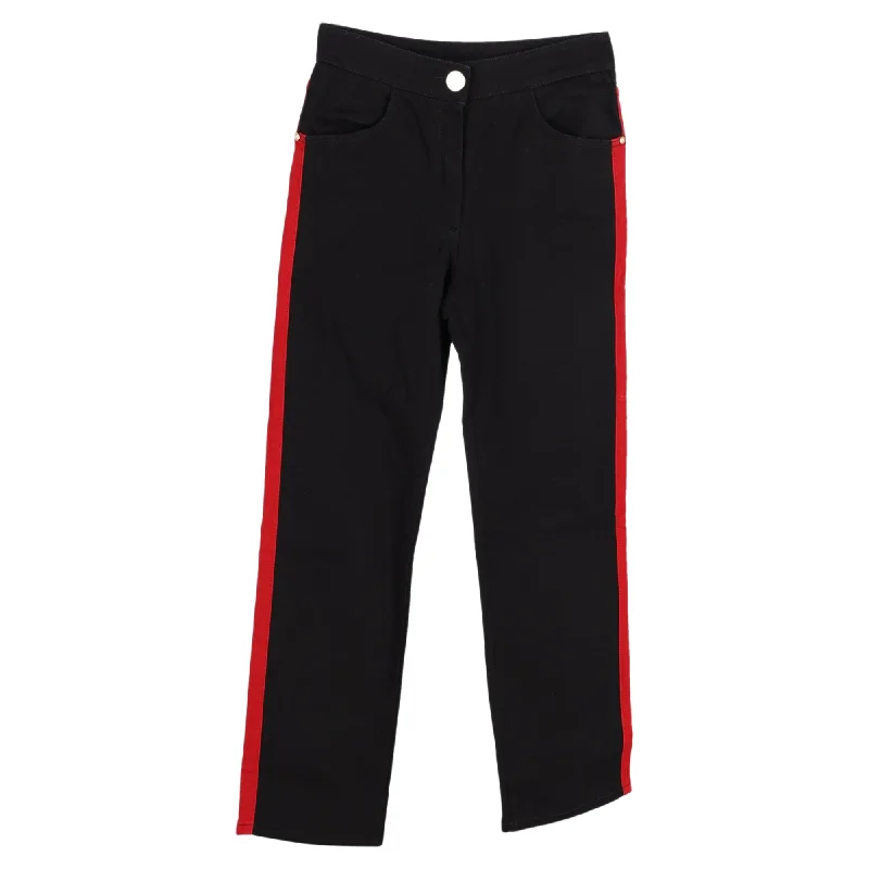 Balmain Denim Jeans with Red Stripe in Black Cotton