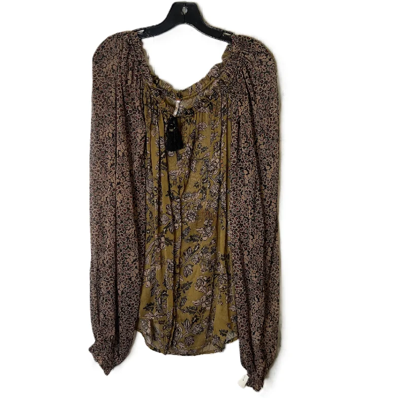 Top Long Sleeve By Free People In Brown, Size: L