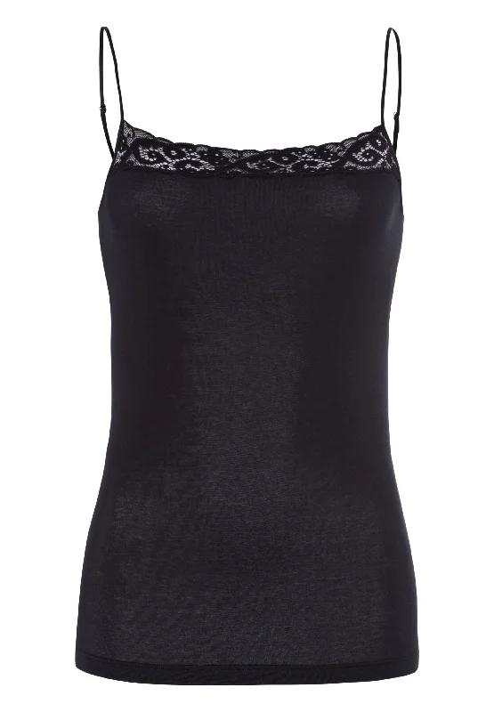 Moments Lace Trim Cotton Camisole | Black 71484-019