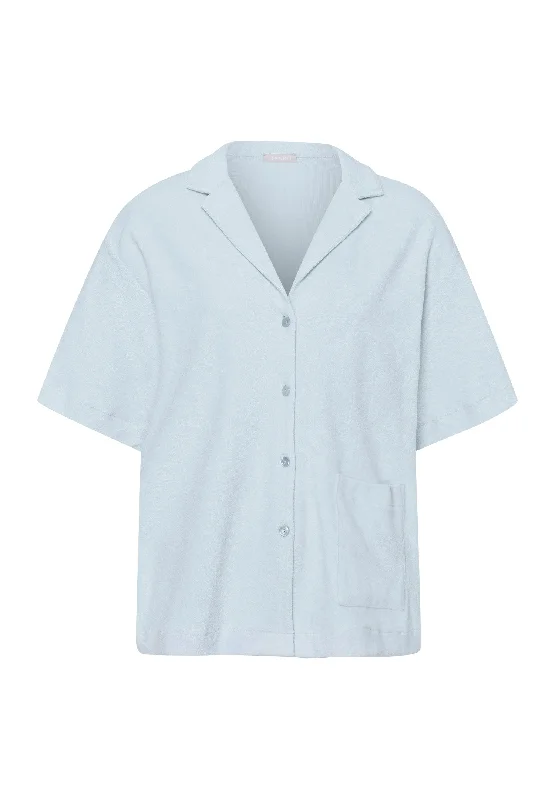 Sleep And Lounge Notch Collar Cotton Shirt | Misty Blue 77720-2518