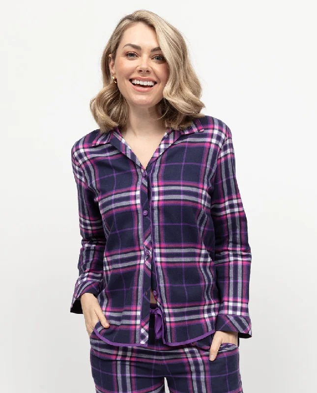 Edie Womens Lightly Brushed Check Pyjama Top