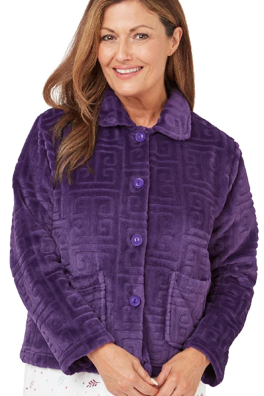 Greek Key  Embossed Fleece Bed Jacket