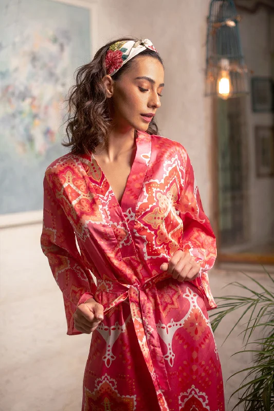 Printed Satin Summer Kaftan