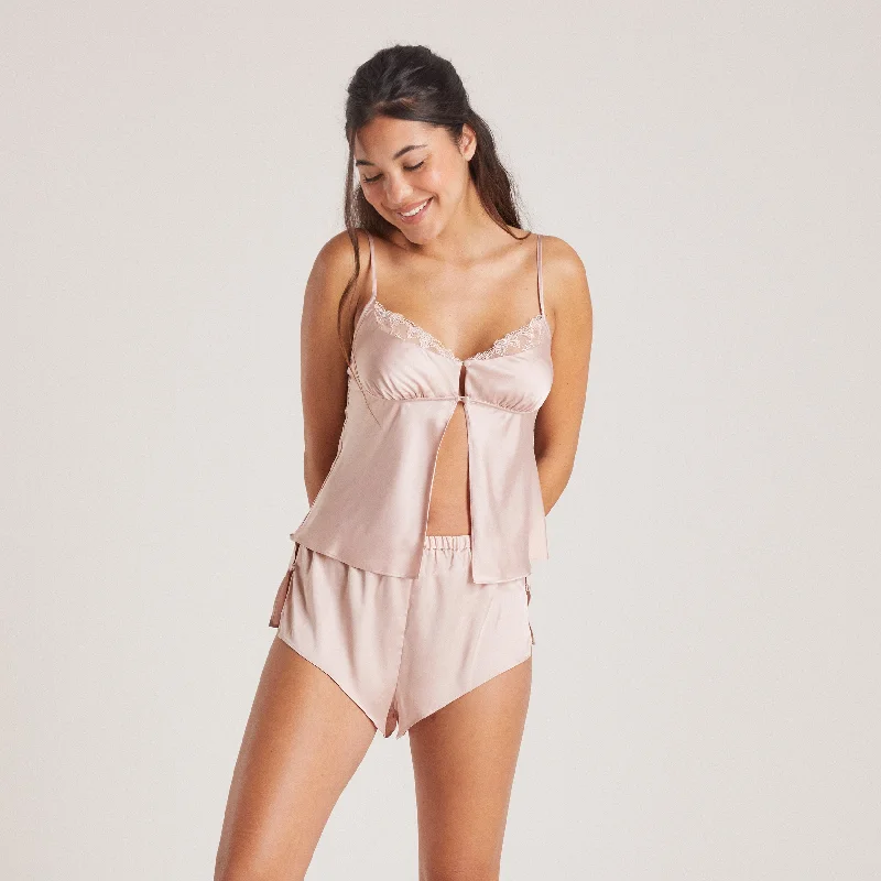 Bow Cami Pyjamatopp i Satin - Rosa