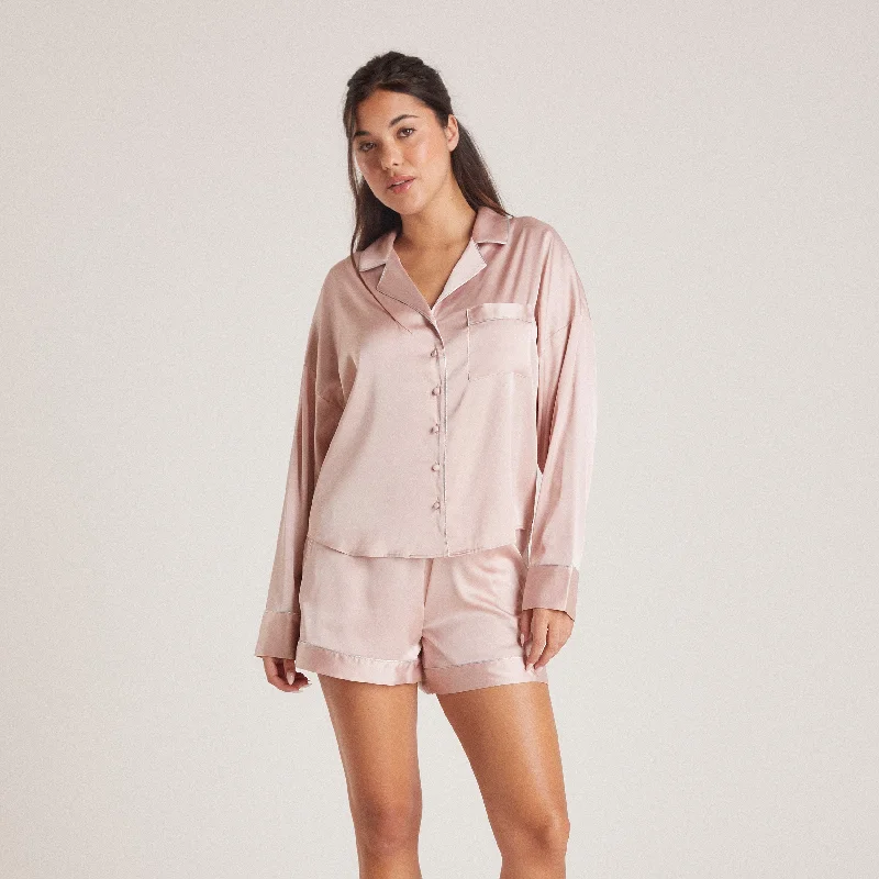 Sparkle Satin Pyjama Shirt - Blush