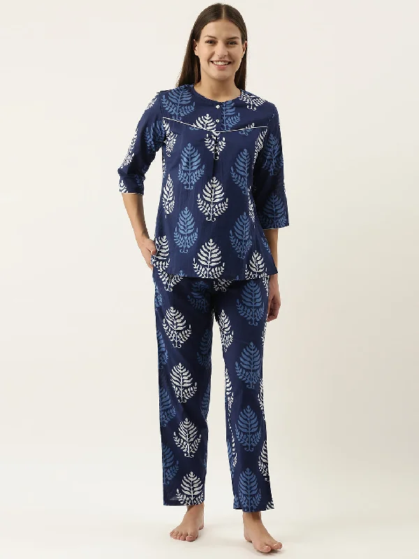 Indigo Printed Night Suit Set