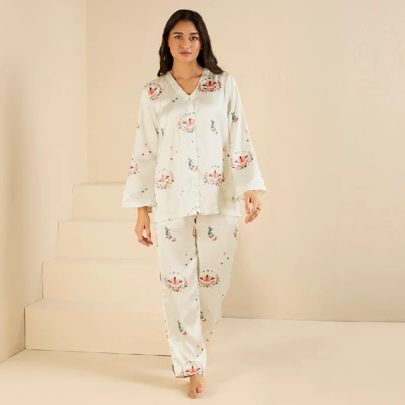 Edenscape Satin Relaxed Lounge Pyjama Set